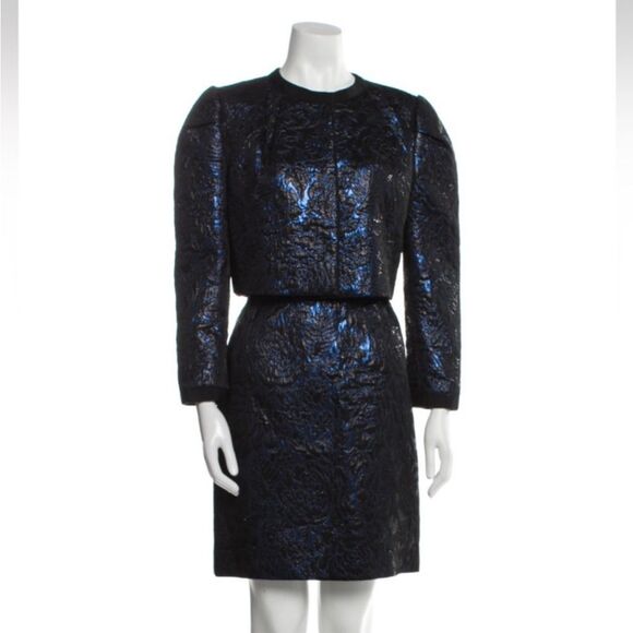 Dolce & Gabbana black/blue jacquard skirt set ( jacket + skirt) M